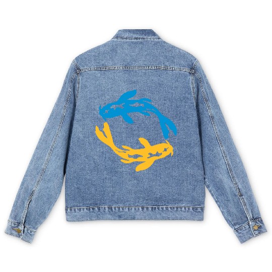 design nishikigoi koi circle Men's Denim Jackets