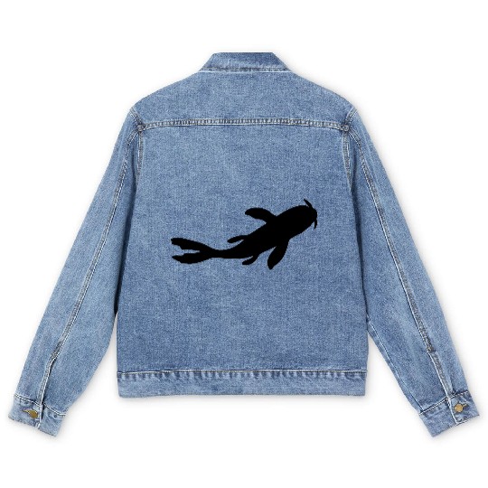 silhouette koi fish nishikigoi Men's Denim Jackets
