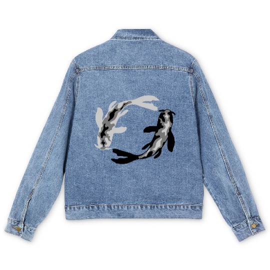circle design 2 koi Men's Denim Jackets