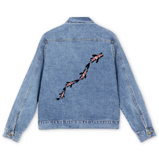 many koi fish nishikigoi Men's Denim Jackets
