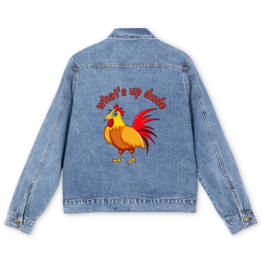 Angry Cartoon Cock Bird Men's Denim Jackets
