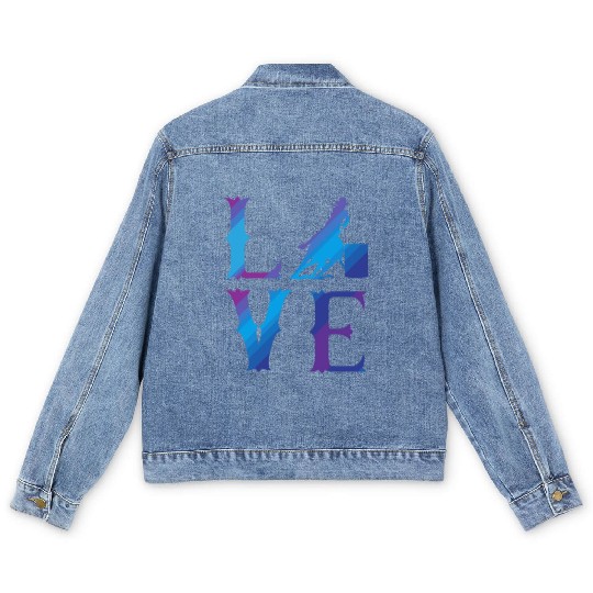 Rodeo Barrel Racing Love Distressed Blue Men's Denim Jackets