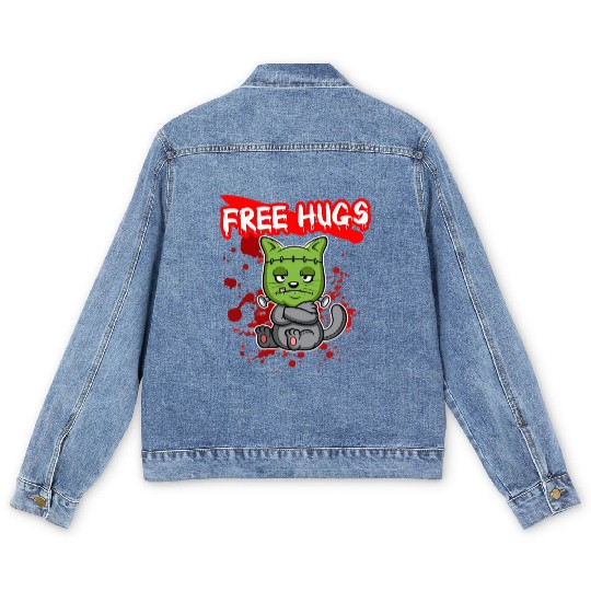 Free Hugs Halloween Sarcasm Scary Creepy Costume Men's Denim Jackets