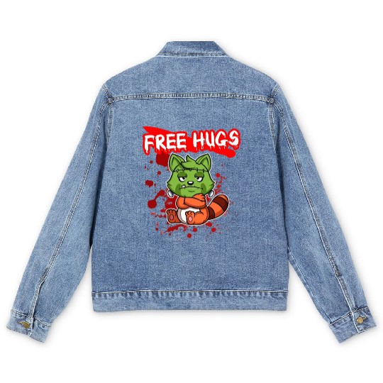 Free Hugs Halloween Sarcasm Scary Creepy Costume Men's Denim Jackets
