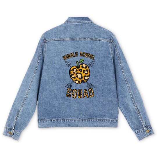 Middle School Squad Teacher Leopard Print Men's Denim Jackets