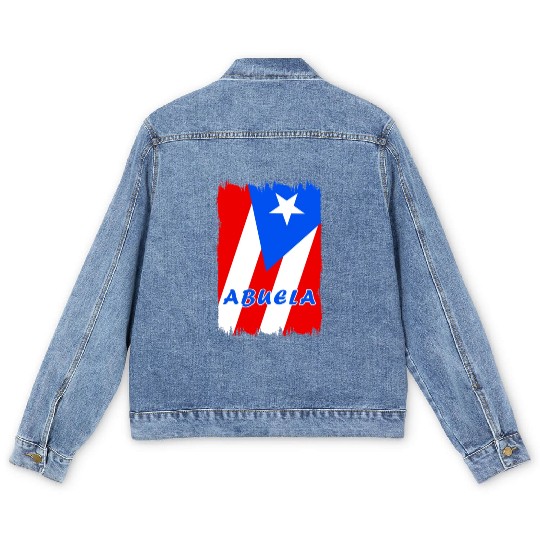 Puerto Rico grandmother flags design Men's Denim Jackets