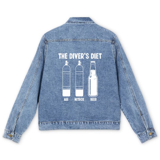 Scuba Diving The Divers Diet Snorkeling Diver Men's Denim Jackets