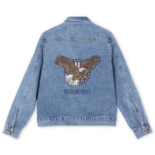 In God We Trust - Bald Eagle - Patriotic Men's Denim Jackets