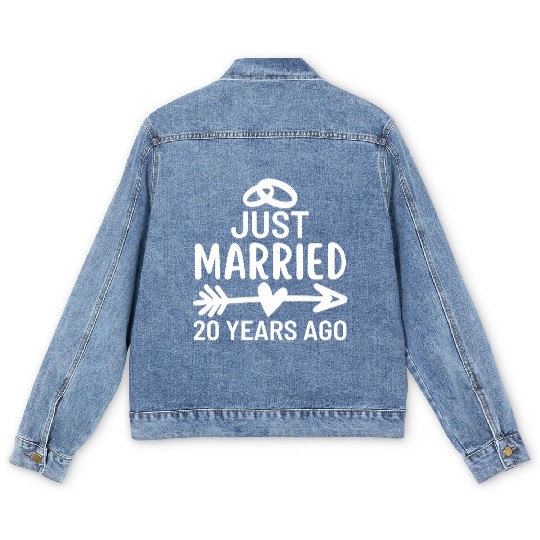 Just Married 20 Years Ago Wedding Anniversary Men's Denim Jackets