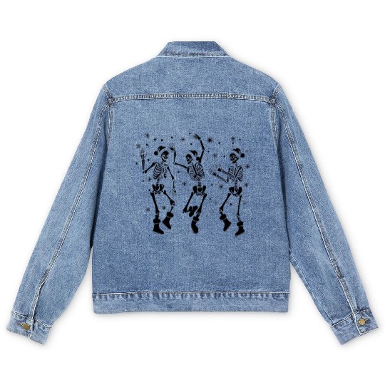 Halloween Party Dancing Skeleton Trick or treat Men's Denim Jackets
