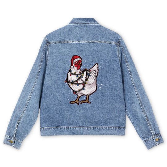 Christmas Ugly Christmas Poultry Xmas Chicken Men's Denim Jackets
