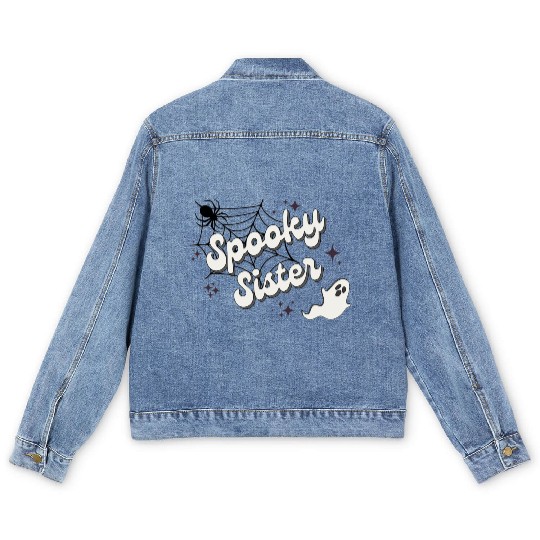 Spooky sister Halloween sister Men's Denim Jackets gifts