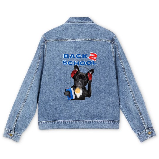 FRENCH BULLDOG BACK 2 SCHOOL aka BACK TO SCHOOL Men's Denim Jackets