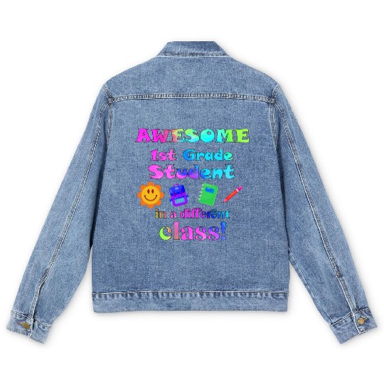 Awesome First Grade Student in a Different Class Men's Denim Jackets