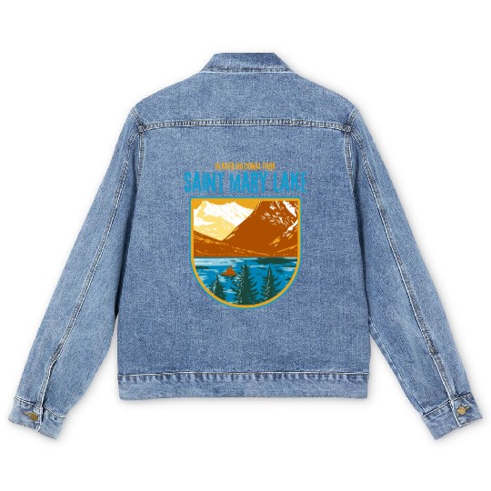 Saint Mary Lake Glacier National Park Men's Denim Jackets