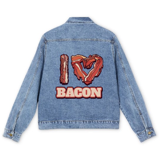 I Love Bacon Themed Words Funny American Meal Men's Denim Jackets