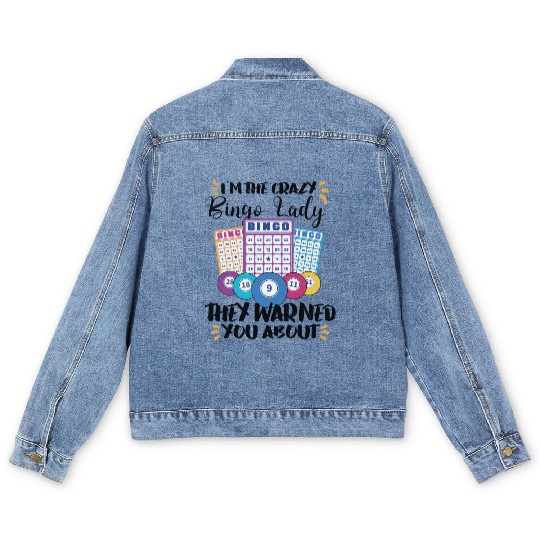 Bingo Card Game Grandma Bingo Player Bingo Cards Men's Denim Jackets