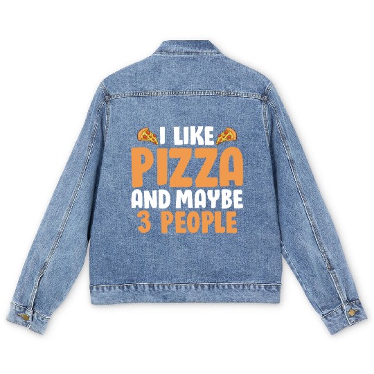 Funny Cheese Pizza Men's Denim Jackets