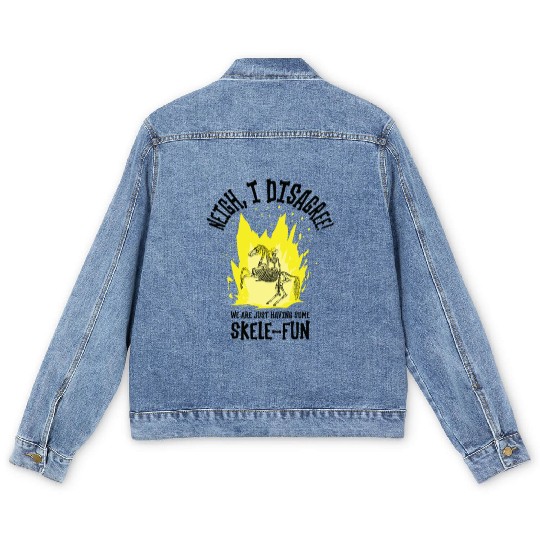 Halloween Cowboy Skeleton Fun Horse Riding Men's Denim Jackets