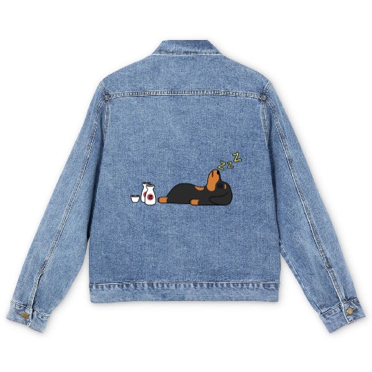 Dachshund Sake Drunk Men's Denim Jackets
