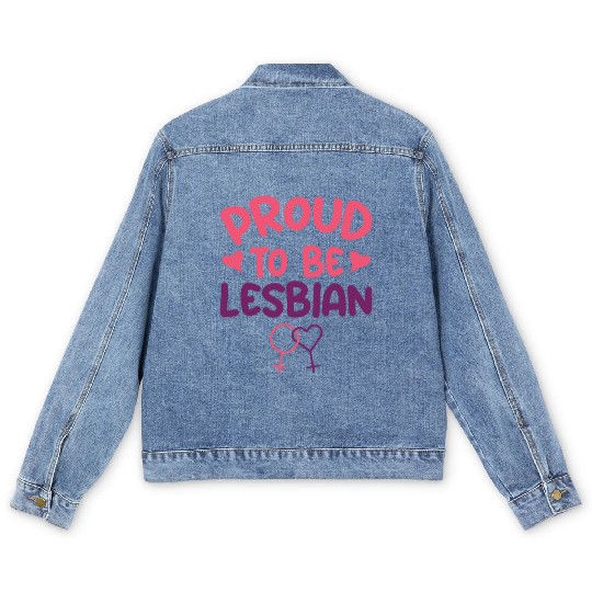 Proud To Be Lesbian LGBTQ Bisexual Pride Flag Men's Denim Jackets