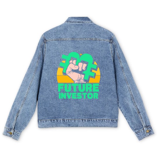 Future Bitcoin Investor Invest Investing Stocks Men's Denim Jackets