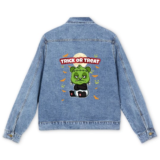 Trick Or Treat Scary Creepy Halloween Monster Men's Denim Jackets