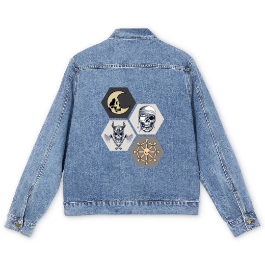 Scary Cool Pirate Skull Halloween Lovers Men's Denim Jackets
