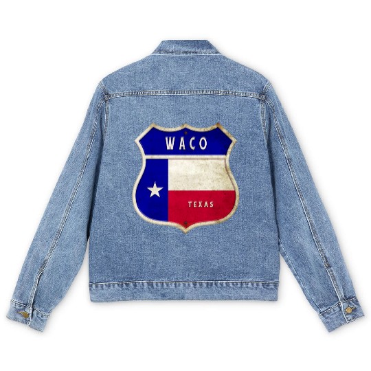 Waco Texas crest flags design Men's Denim Jackets
