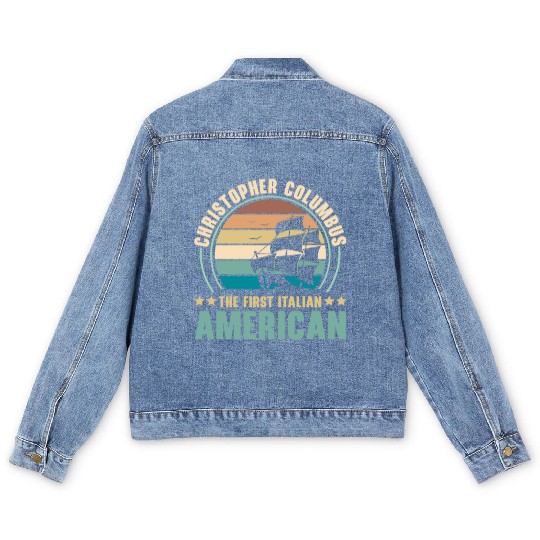 Columbus Day Navigator Ship Christopher Columbus Men's Denim Jackets