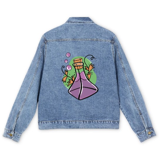 A glass of purple poison with Fall leaves Men's Denim Jackets