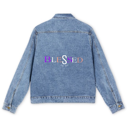 Purple and pink blessed aka pimp shit type shit Men's Denim Jackets