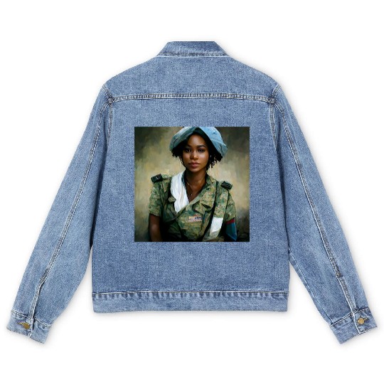 Beautiful US army combat medic painting Men's Denim Jackets