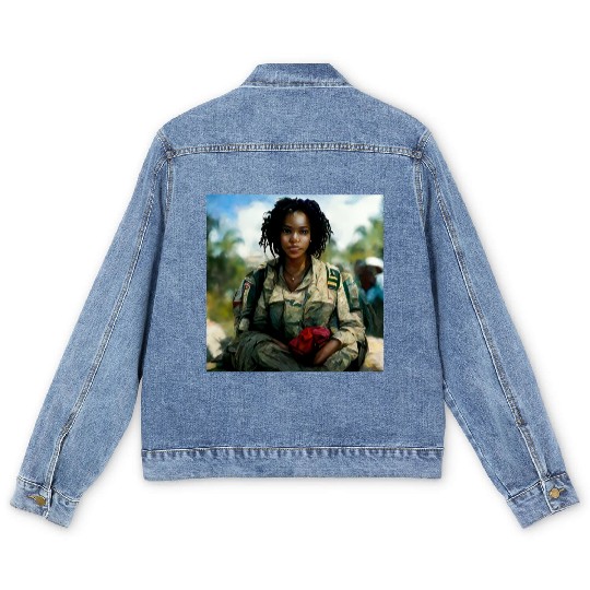 Beautiful US army combat medic painting Men's Denim Jackets