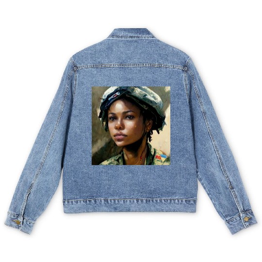 Beautiful US army combat medic painting Men's Denim Jackets