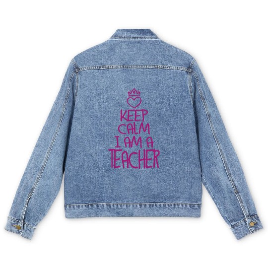 Keep Calm Teacher Cool Teacher Gift Men's Denim Jackets