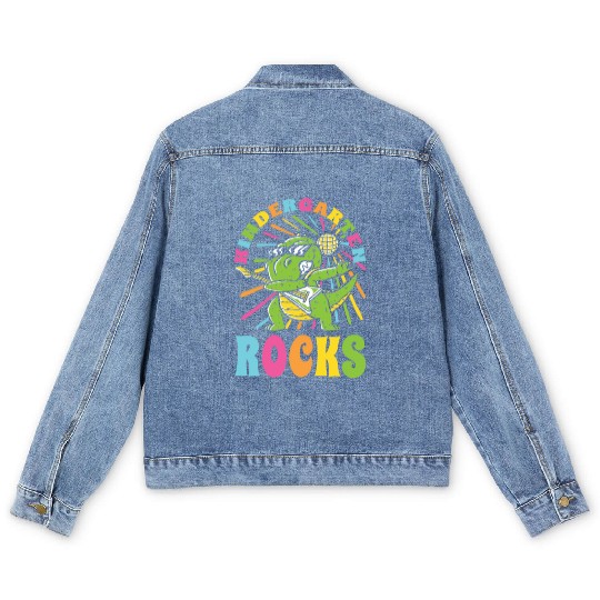 Kindergarten Awesome Back To School Lifestyle Gift Men's Denim Jackets