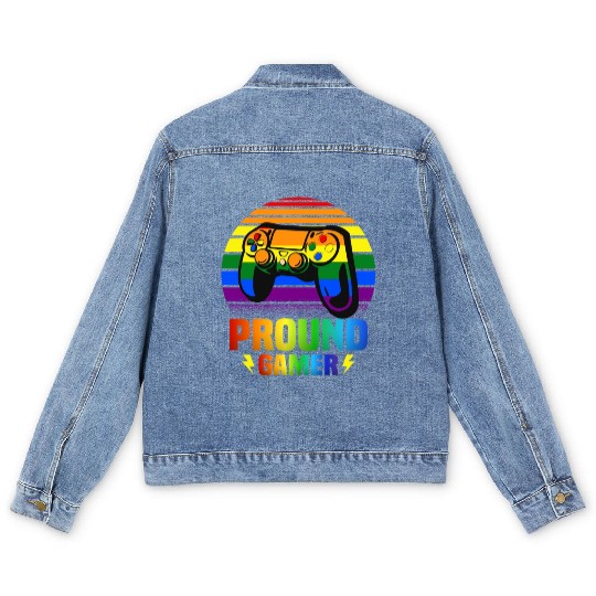 Pround Gamer Gay Pride Rainbow LGBT Men's Denim Jackets