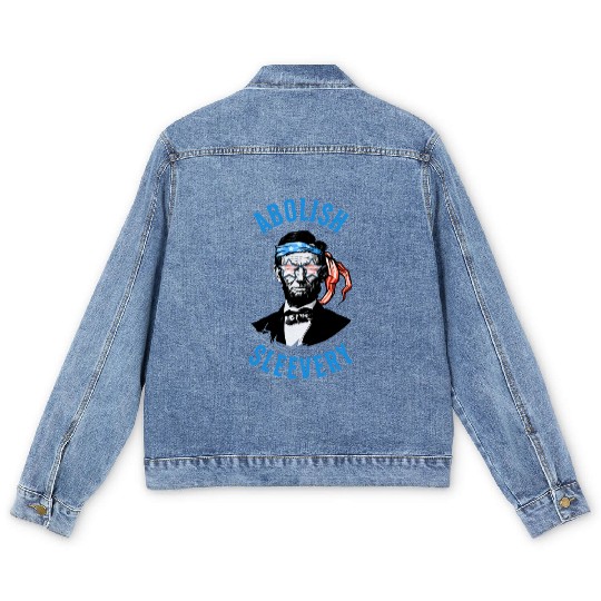 Funny Abraham Lincoln Flag United States Patriotic Men's Denim Jackets