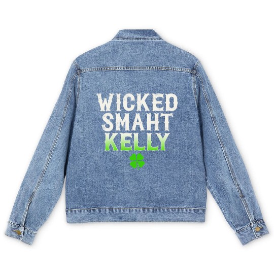Wicked Smaht Kelly Clan Boston Irish Slang Men's Denim Jackets