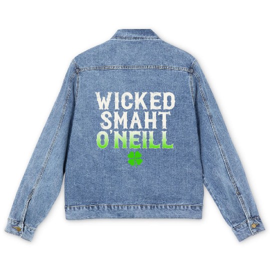 Wicked Smaht O'Neill Clan Boston Irish Slang Men's Denim Jackets