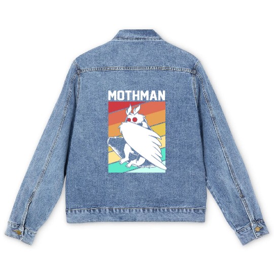 Retro Mothman Cryptid 80s Vintage Mothman Men's Denim Jackets