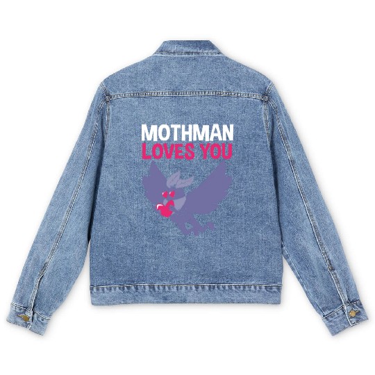 Mothman Loves You Valentines Day Cryptid For Women Men's Denim Jackets