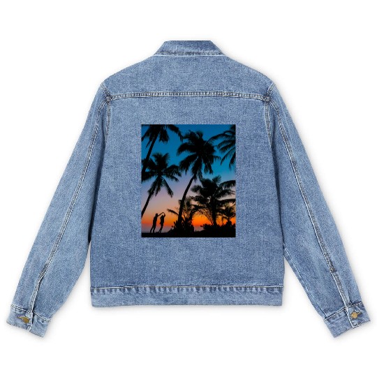 SWEETNESS OF DANCE -SUNSET IMAGE. Men's Denim Jackets