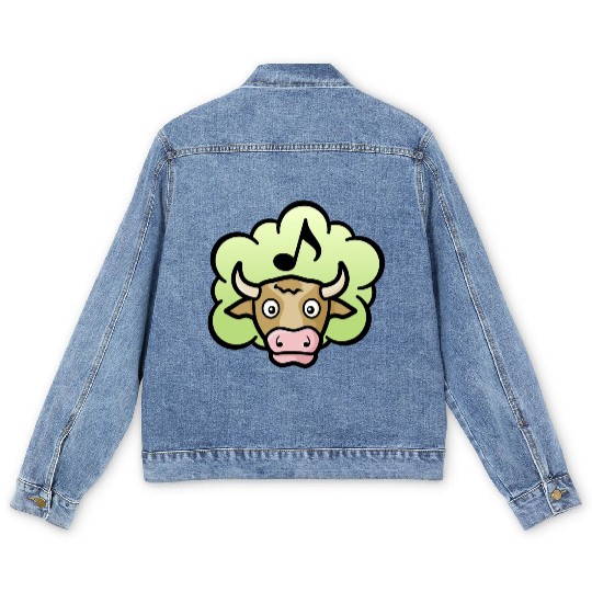 Cow Methane Cartoon Men's Denim Jackets