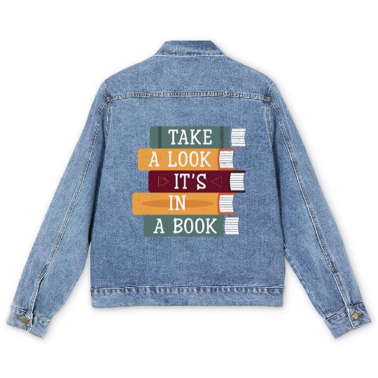Take A Look It's A Book Retro Rainbow Reading Men's Denim Jackets