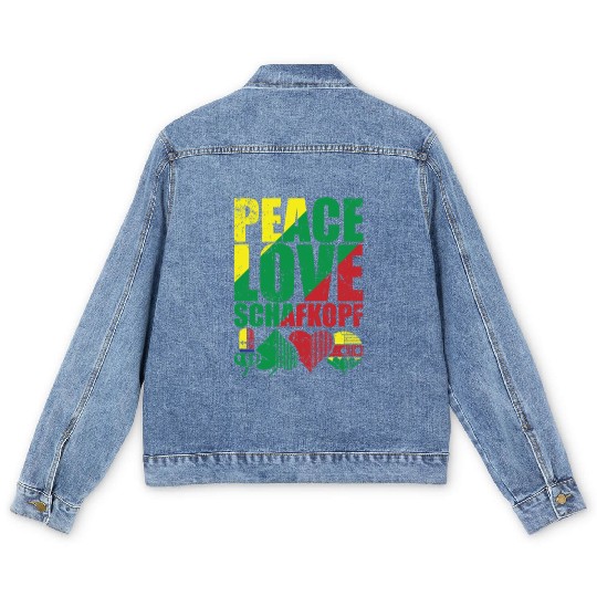 Peace Love Sheepshead Card Game Playing Card Men's Denim Jackets