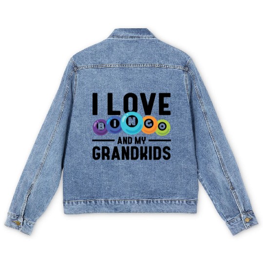 I Love Bingo And My Grandkids Funny Bingo Men's Denim Jackets