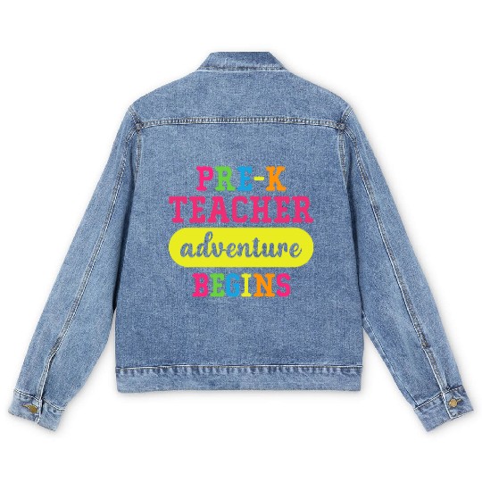Pre K Teacher Adventure Begins Men's Denim Jackets