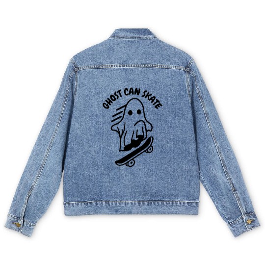 Ghost Can Skate Halloween Men's Denim Jackets